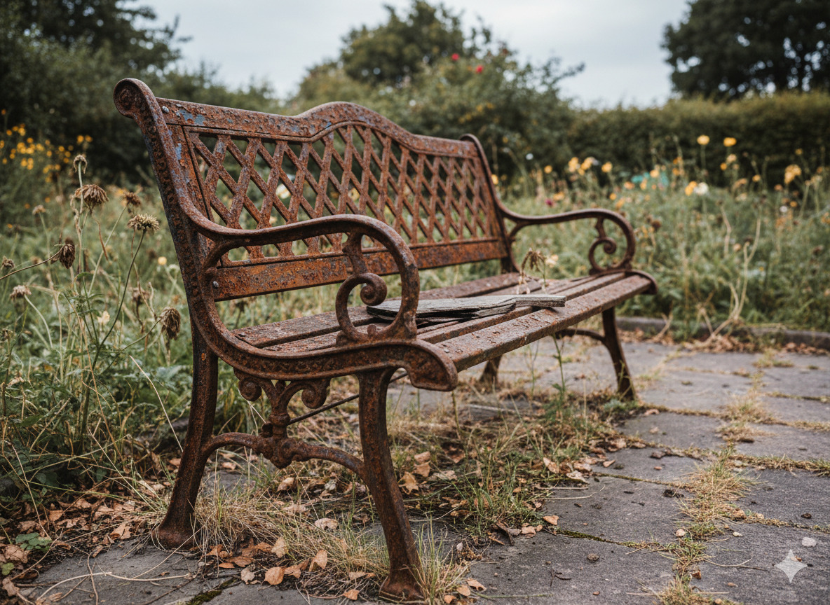 Iron bench before restoration